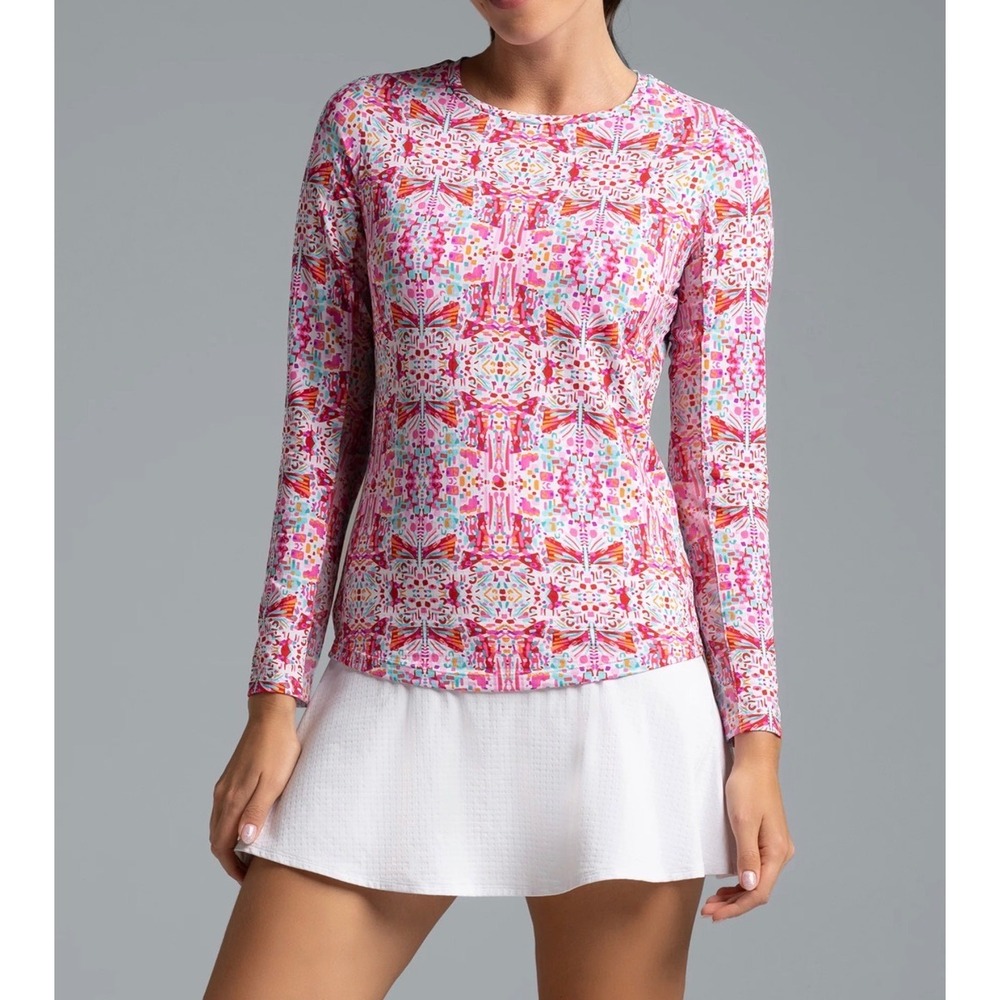 IBKUL Ridley Watermelon Multi Long Sleeve Crew Neck Top XXL IceFil UPF 50+